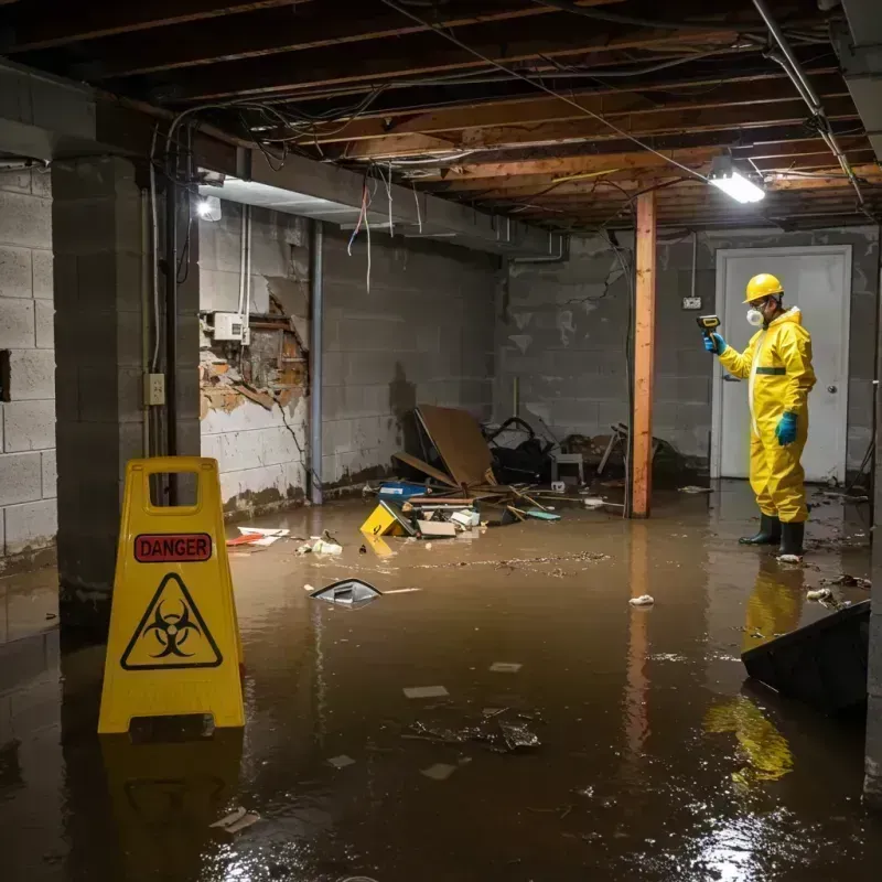 Flooded Basement Electrical Hazard in Albion, IL Property